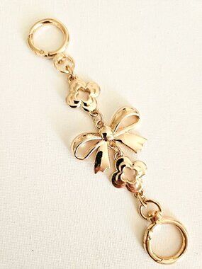 Handbag Purse Chain Handle Strap Crossbody Extender - Gold Tone Bows